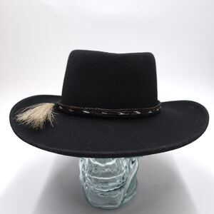 Outback Trading Co Hat Medium Crushable Felt Ascot 1322 Black Wester Ivy USA Vtg